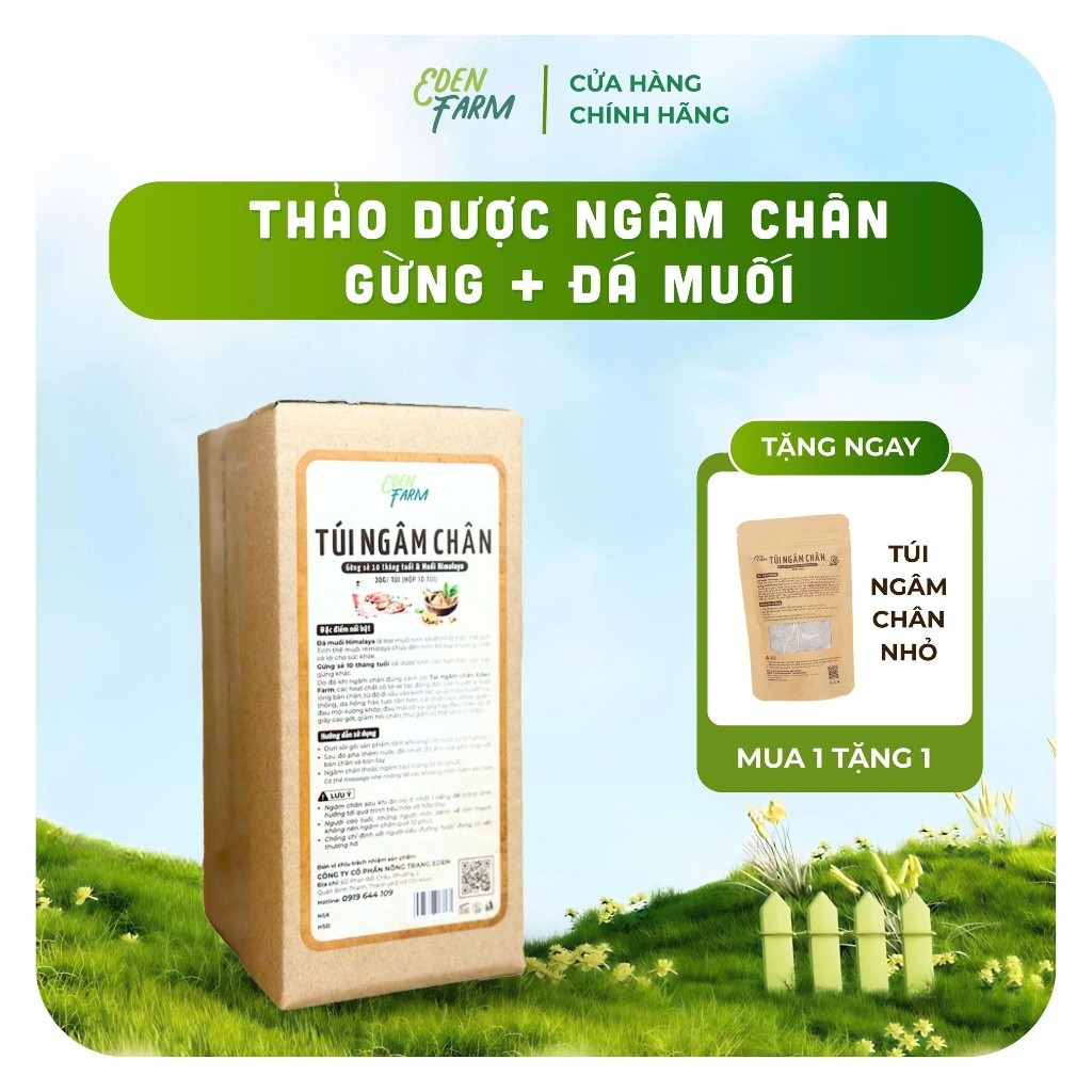 [EDEN FRAM] Túi Thảo dược ngâm chân Eden Farm gồm muối Himalaya và Gừng Sẻ giúp ngủ ngon giảm mệt mỏ