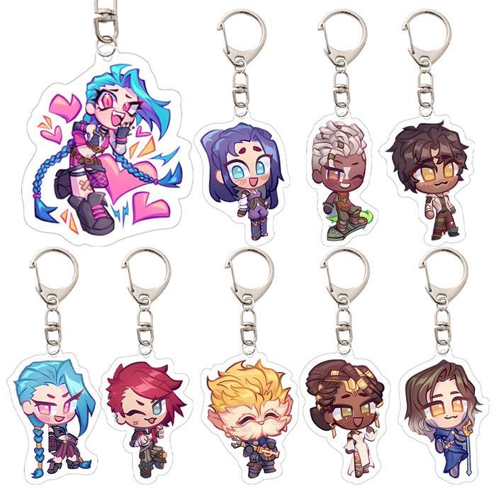 Acrylic Arcane Jinx Vi Caitlyn Ekko Viktor Keychain Arcane FigurePendant Keyring Key chainKeyRing fo
