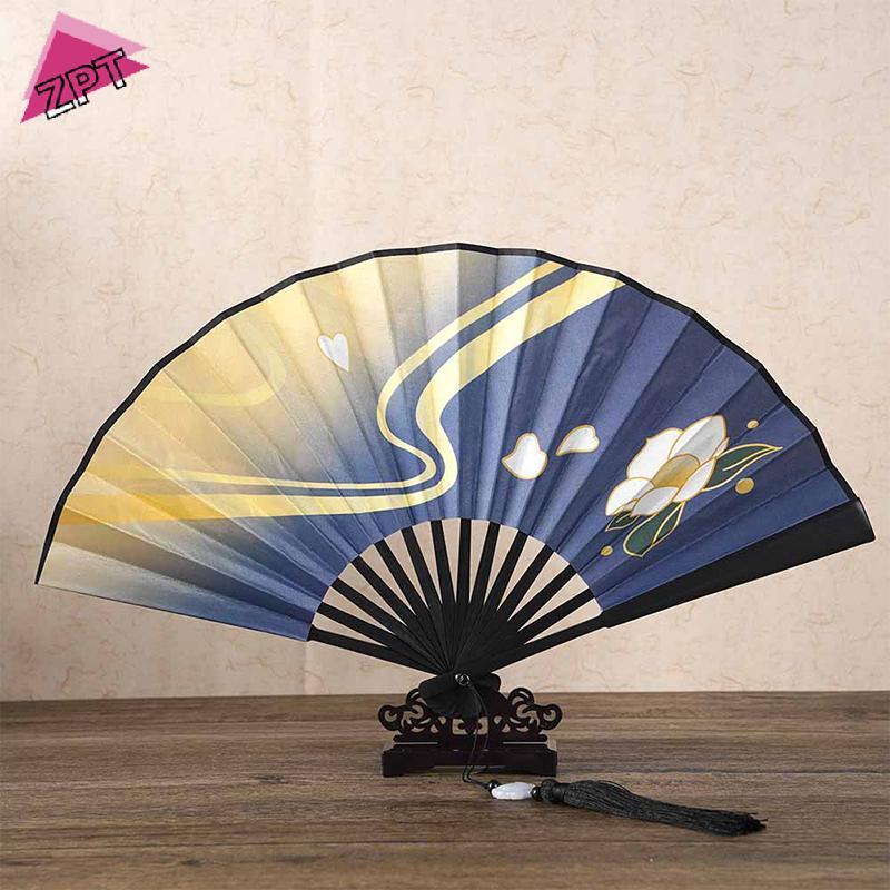 [ZPT] Genshin Impact Kamisato Ayaka Cosplay Quạt Vải Gấp Mùa Hè Bền Di Động Quạt Cosplay Chống Đỡ TH