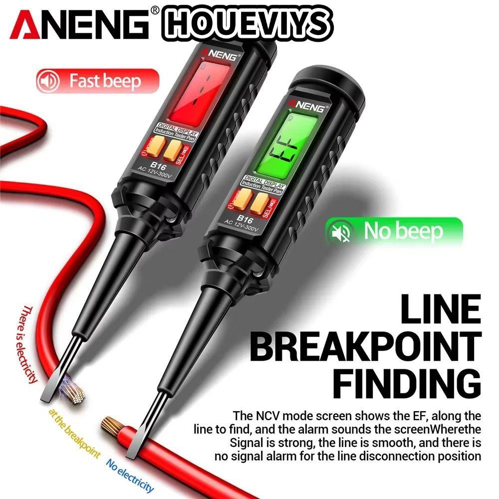 Bút kiểm tra điện áp HOUEVIYS, Máy dò điện áp hiển thị kỹ thuật số báo động Buzzer, ANENG B16 Cảm bi