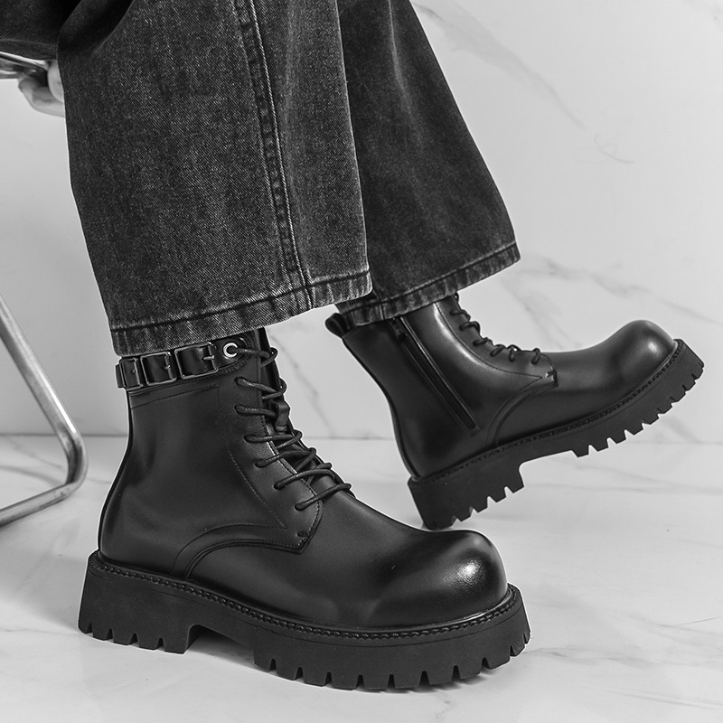 Giày bốt chiến đấu xe máy nam có dây kéo thời trang Biker Boot Giày bốt thông thường dành cho nam