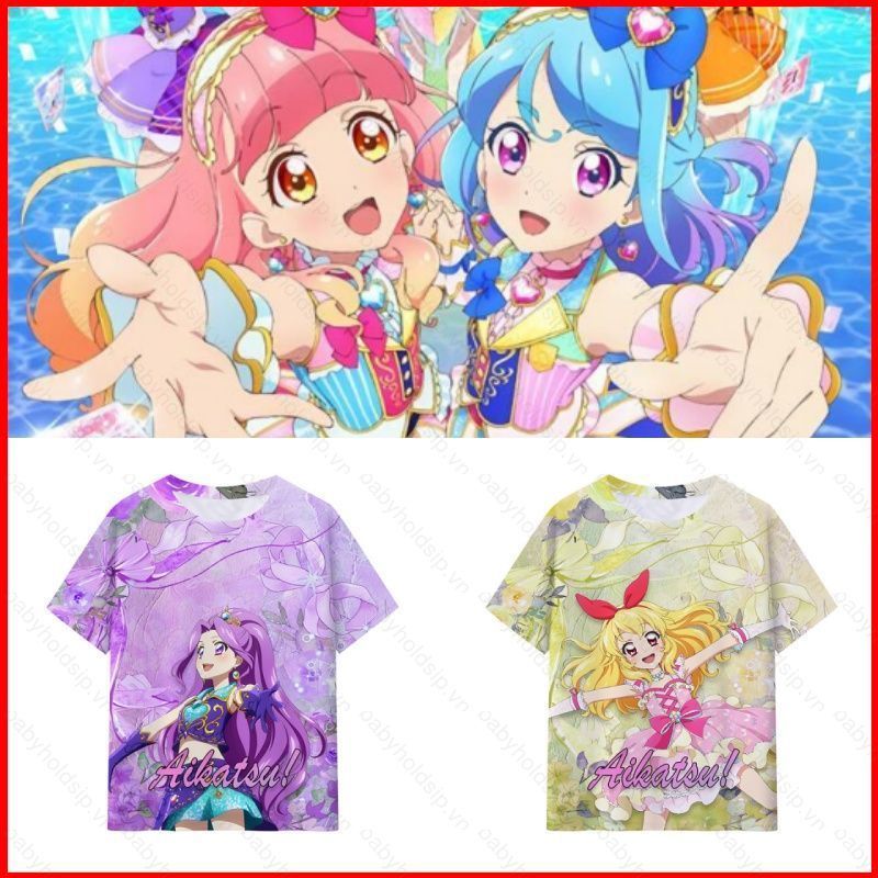 Áo Thun Anime Aikatsu Stars Nijino Yume Sakuraba Rola, Tay Ngắn Phù Hợp Mùa Hè
