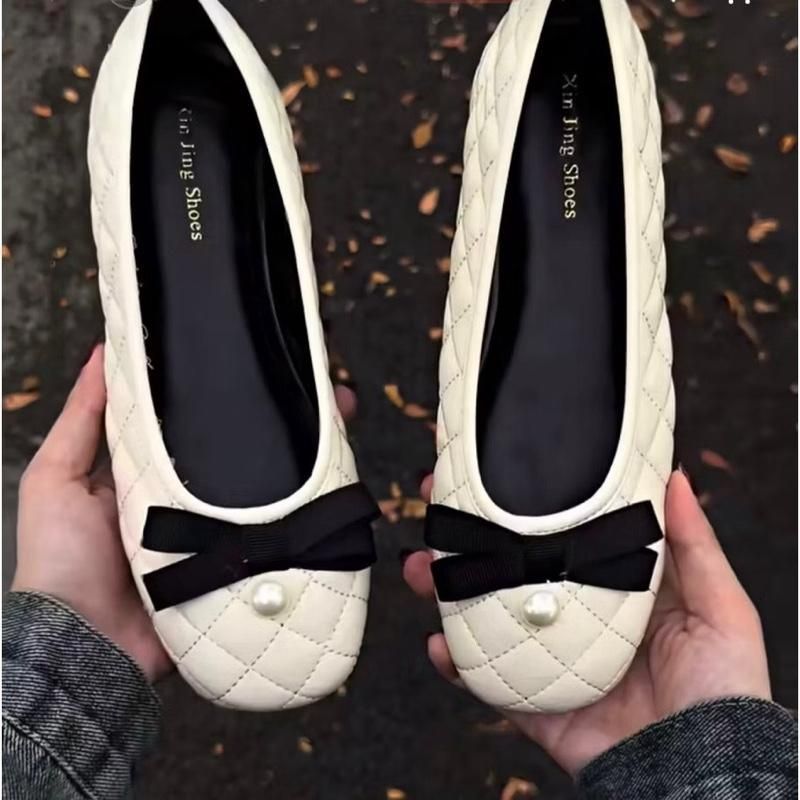 Giày Búp Bê Lolita Nữ  Đế Thấp 1,5cm Mềm Dẻo Chất Da Trần Chỉ Nơ Đen Mới Sang Trọng Size 35-39 | BigBuy360 - bigbuy360.vn