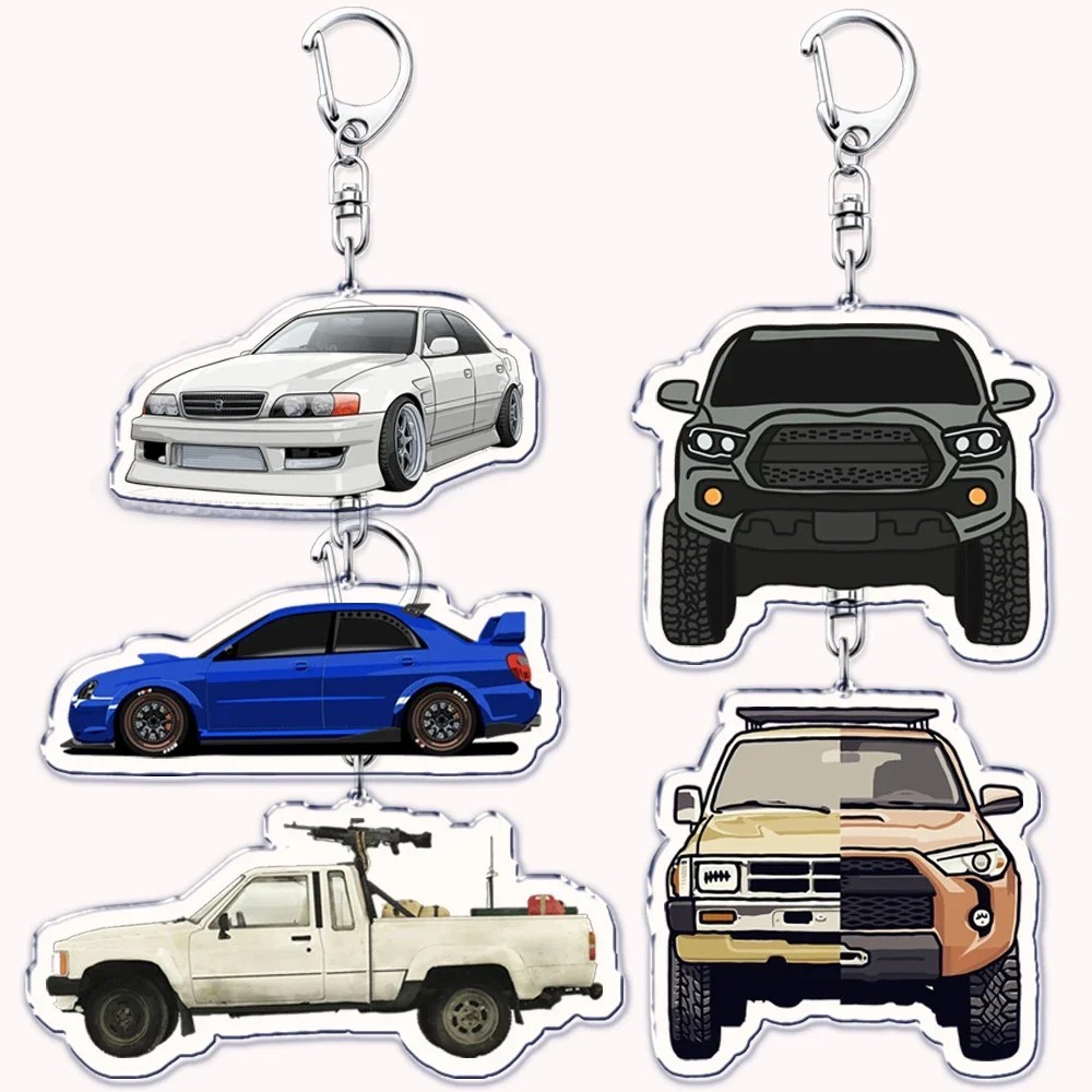 Móc khóa xe hơi JDM mô hình xe bán tải Offroad Toyota Subaru trang trí túi xách quà tặng fan xe độ A