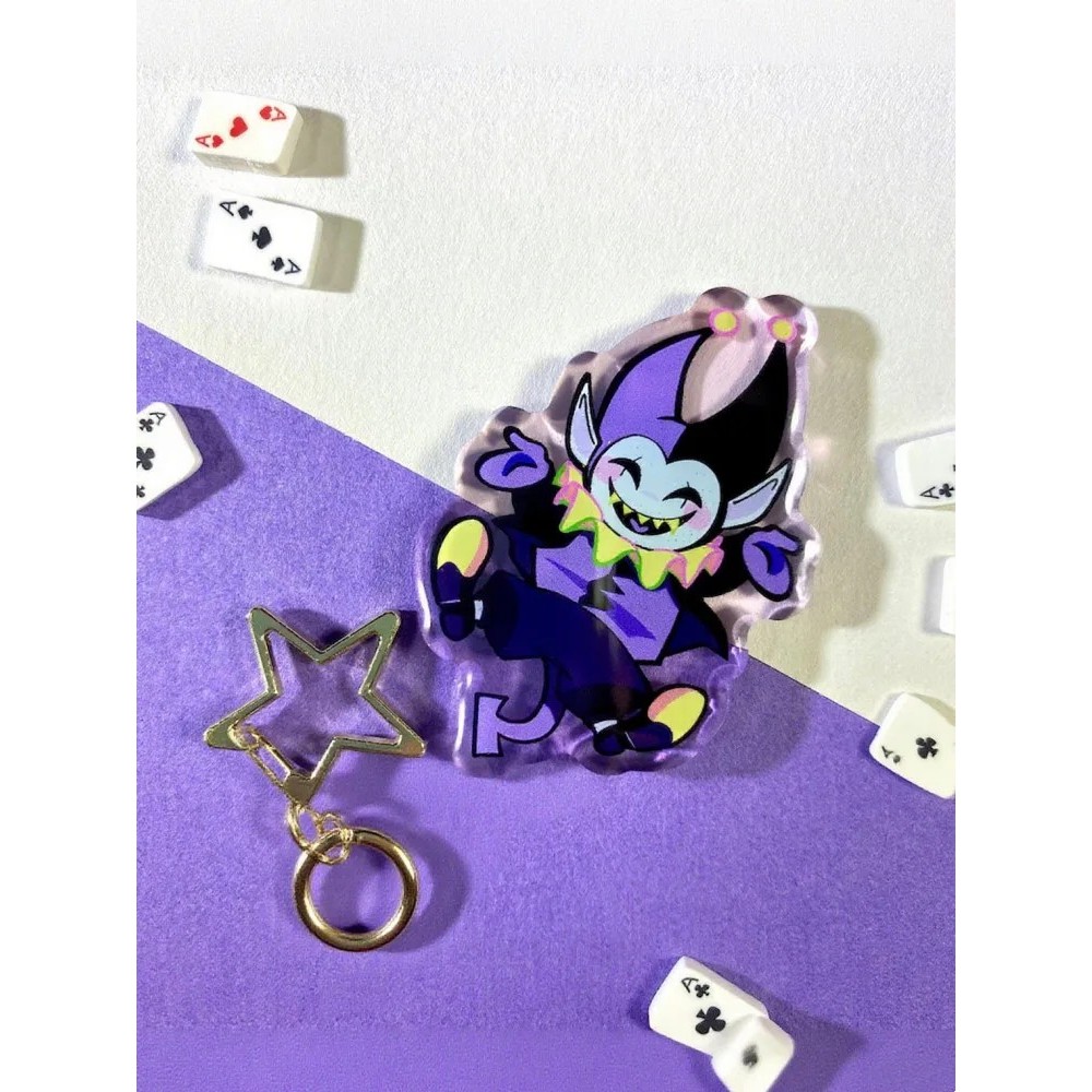 Móc khóa Jevil game Deltarune Acrylic Epoxy phủ kim tuyến lấp lánh. Keychain mô hình nhân vật game D