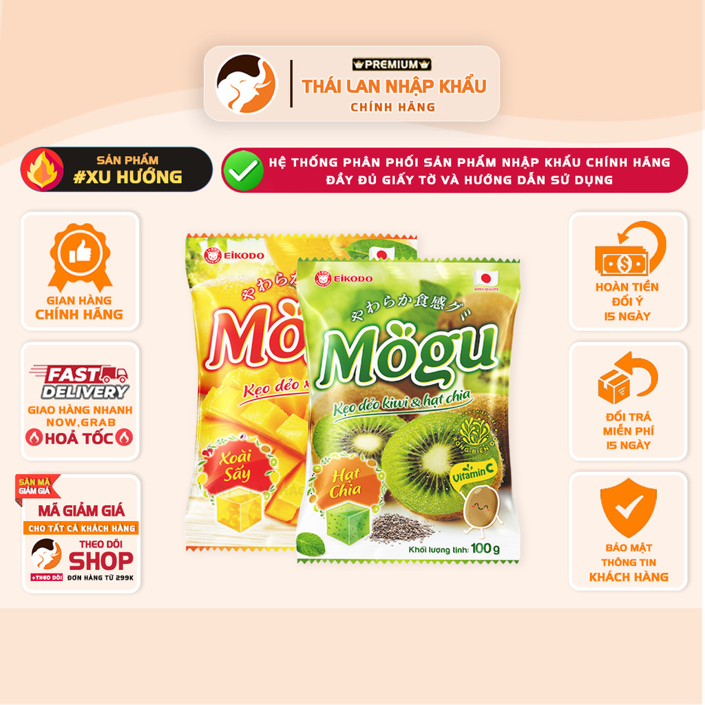 [ĐỦ VỊ] Kẹo Dẻo Mogu 100g Đủ vị Tự Nhiên, Dẻo Mềm – Eikodo Việt Nam