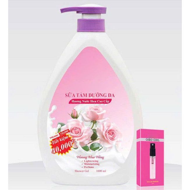 Sữa tắm dưỡng trắng Miracle hương hoa hồng, hương Lavender 1 lít - Hàng chính hãng