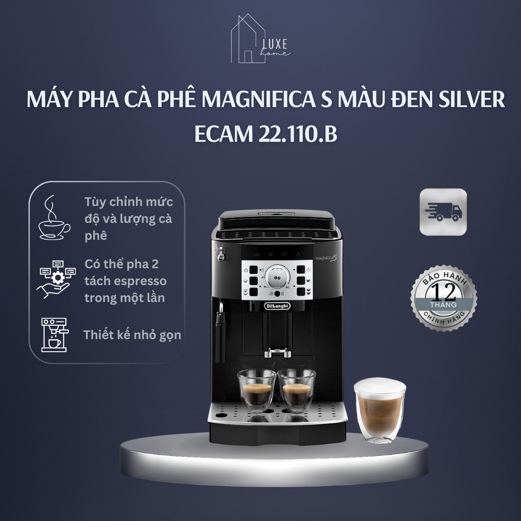 Máy pha cà phê tự động DeLonghi ECAM22.110.B Đen |  ECAM22.110.SB Bạc