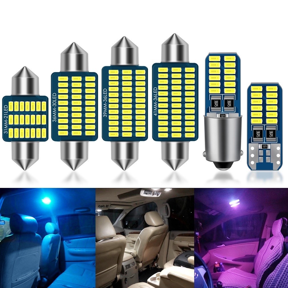 1 Cái T10 Led W5w Bóng Đèn Led C5w Ba9s T4w Led Canbus Festoon C10w 31 / 36 / 39 / 41Mm Led Trắng Ấm