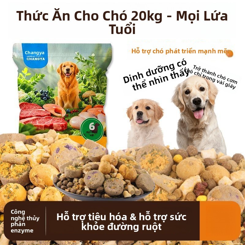 Thức ăn cho chó đông khô nhiều hương vị Changya40Túi lớn dành cho Teddy, Bichon, Golden Retriever, B