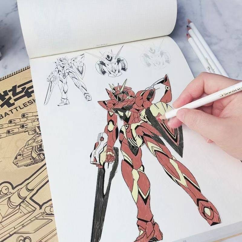 T Tank Chariot Mecha Warrior Line Draft Copy Coloring Book Children Sketch Picture Book Copy Book Co