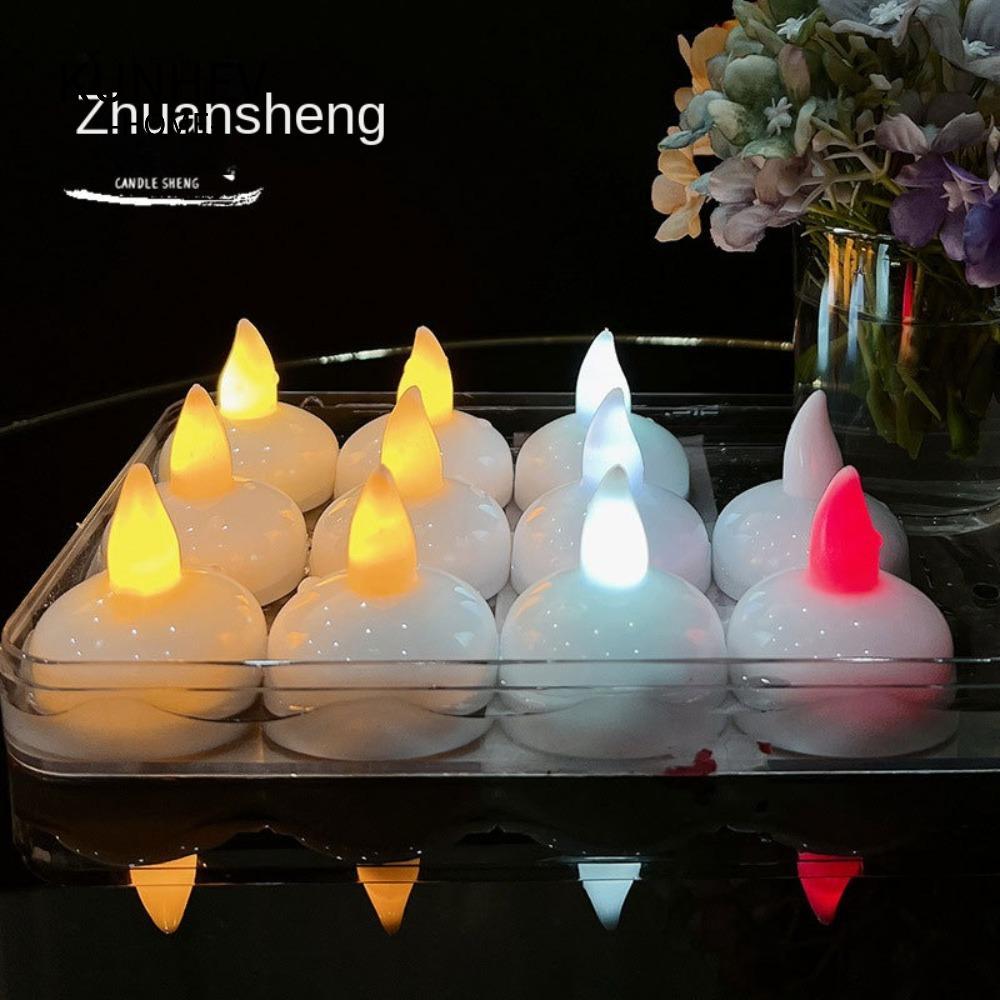 KUNHEV 5 Đèn LED Diya, Đèn nến Diwali trang trí phát sáng, Nến giả nổi trên nước Đèn trà điện Deepav