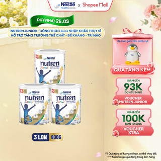 Bộ 3 Sữa Bột NESTLÉ NUTREN JUNIOR Thụy Sĩ Với Công Thức BIG Hỗ Trợ Tăng Trưởng Cho Bé 800G