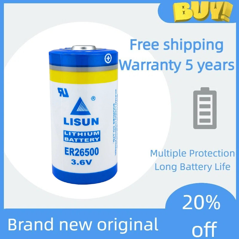 LISUN ER26500 3.6V Pin Lithium Cho Đồng Hồ Đo Lưu Lượng, Đồng Hồ Đo Khí Và Đồng Hồ Đo Nước ER26500M 