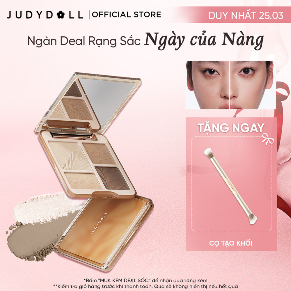 Bảng Phấn Tạo Khối Bắt Sáng 4 Ô JUDYDOLL Highlight & Contour Palette Mỏng Mịn Dễ tán Chuẩn màu 3D Lâu trôi 9g