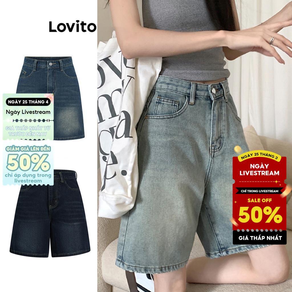 Lovito Quần short bỏ túi Quần short Denim xuân hè dành cho nữ LNA19020 (Nhiều màu)