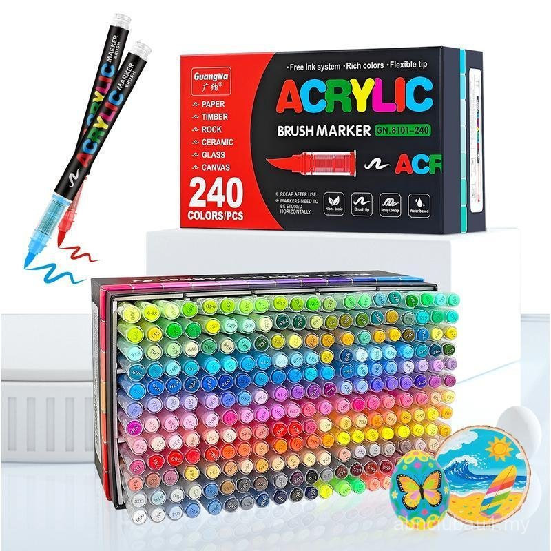 GuangNa 120 / 240 / 288 Bút đánh dấu Acrylic với đầu bàn chải đàn hồi Mực chống nước khô nhanh cho đ