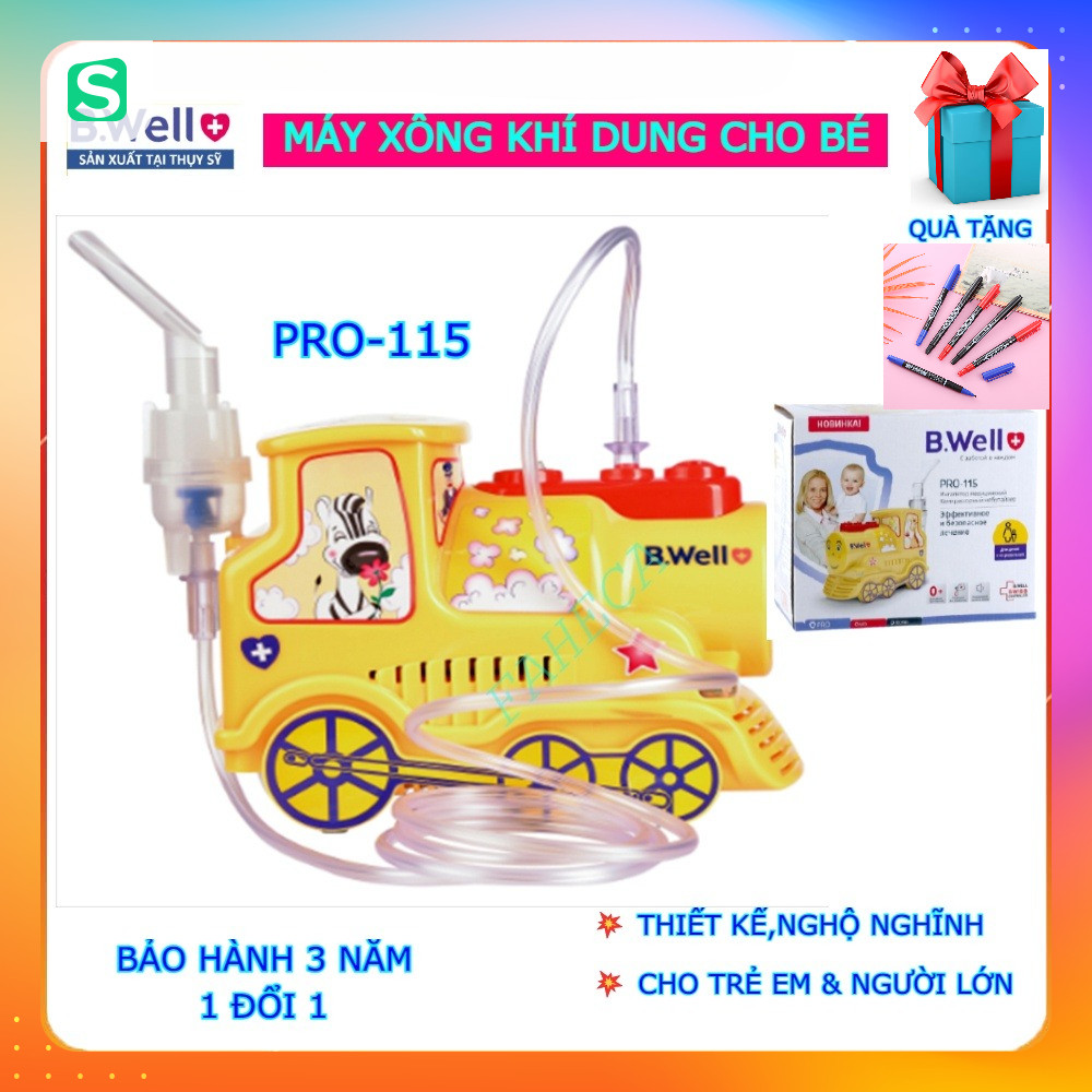 [HỏaTốc] Máy xông khí dung cho bé Bwell Pro115 -Máy xông mũi họng B.well Pro-115 – Thụy Sĩ – Chính h