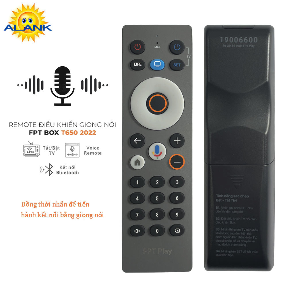ALANK Giọng Nói Remote Điều Khiển FPT Play BOX Android TiVi For T650 P650 A650 H650 2022