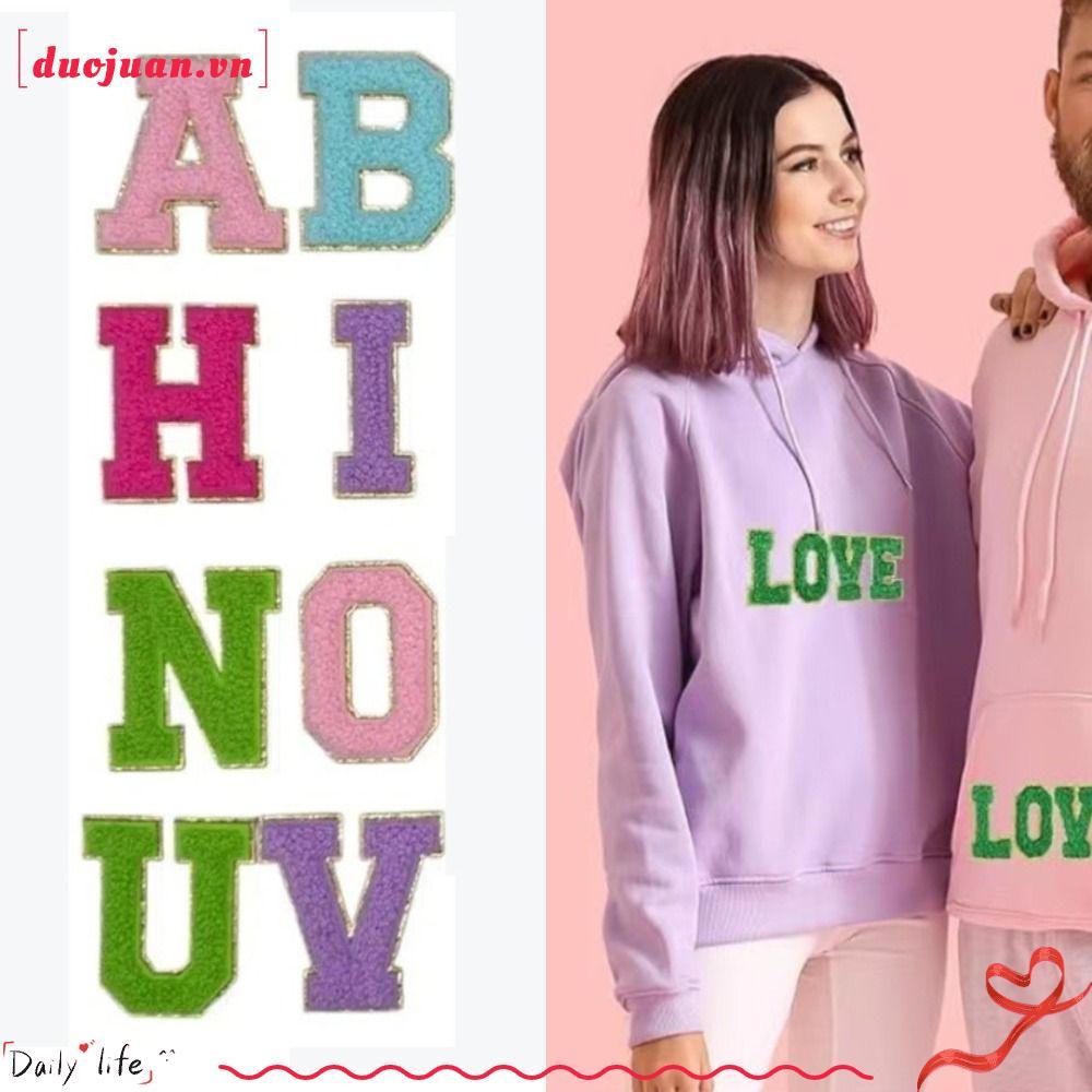 DUOJUAN 26 Miếng Dán Quần Áo Chữ Cái Tiếng Anh, Khăn Thêu A ~ Z Dán Vải Dính, Màu DIY Bảng Chữ Cái M
