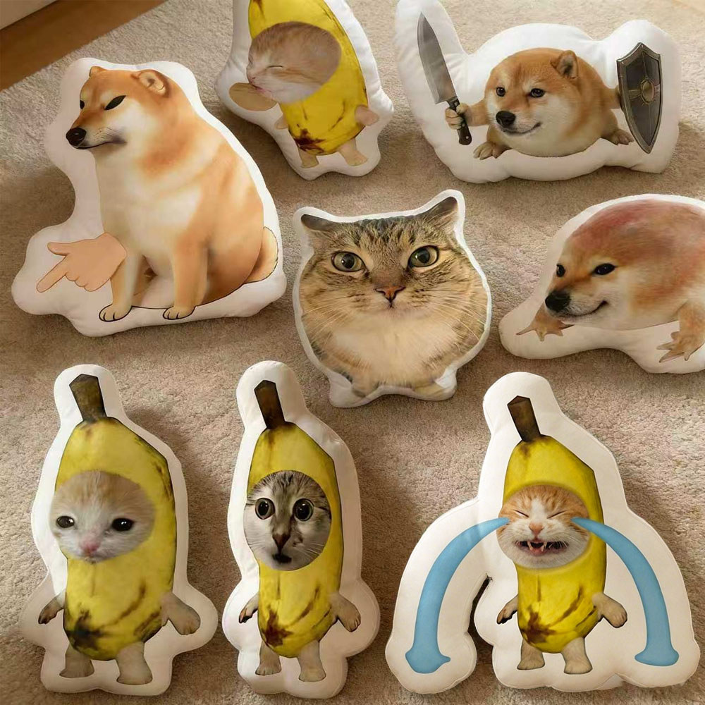 Mèo Meme Khóc Chuối Mèo Sang Trọng Gối Dễ Thương Cheems Chó Gối Cho Trẻ Em Quà Tặng