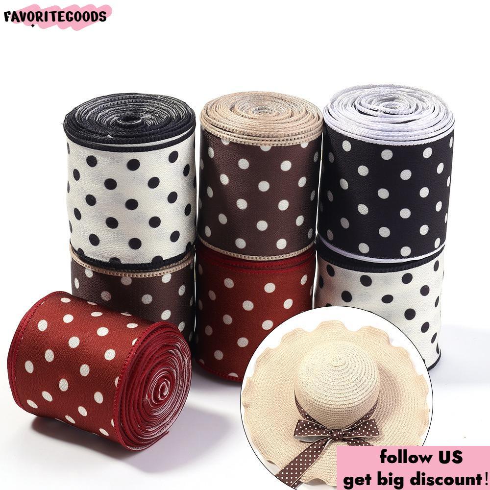 FAVORITEGOODS Chấm Bi Ruy Băng, Ruy Băng In Chiều Rộng 3 Sân 40 Mm, Trang Trí Chấm Bi In Hình Polyes