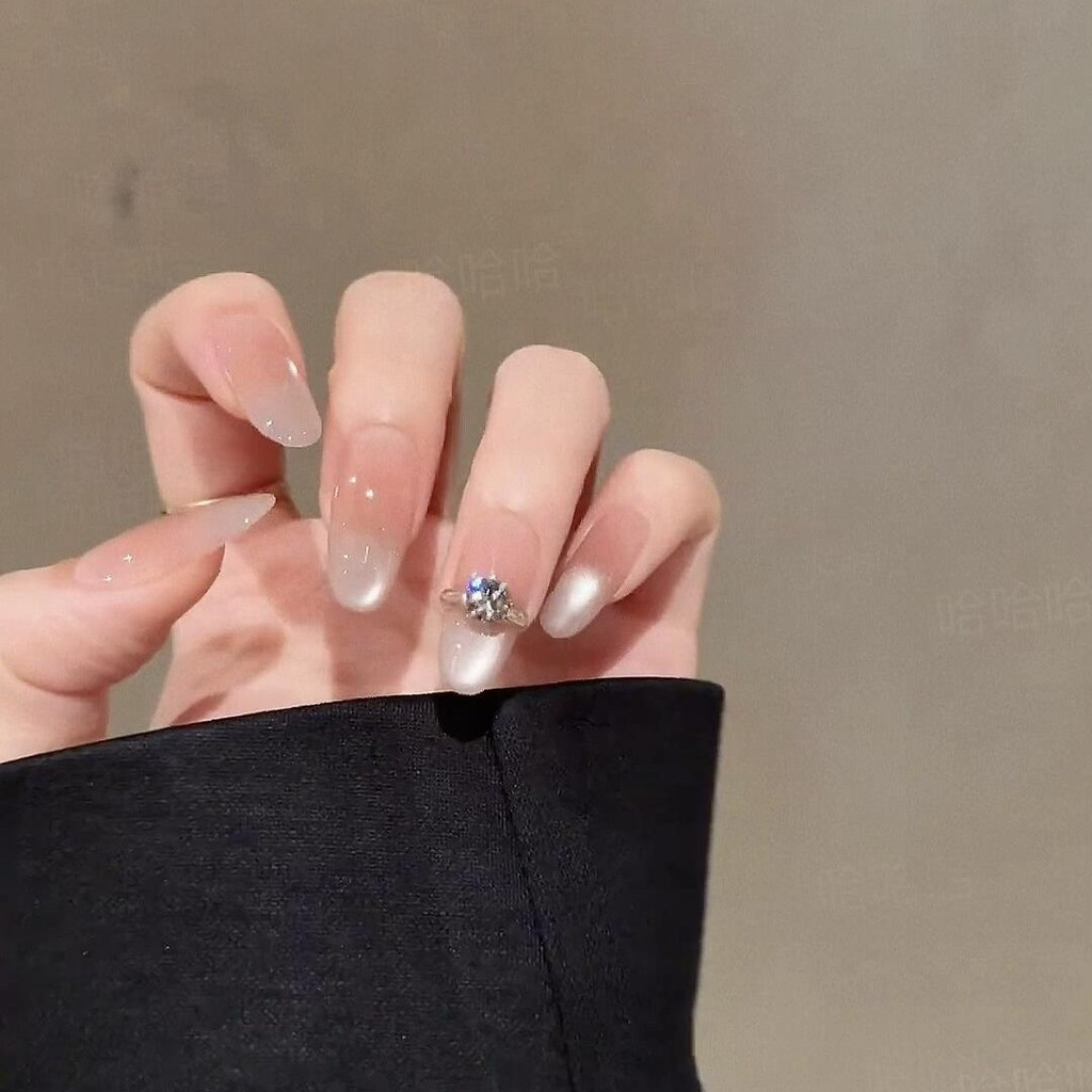 Mặc Jingmei Phong Cách Ngắn Đẹp Nhấp Nháy Móng Tay Nước Đời Sống Nguyên Chất Handmade Giả Siêu Móng 