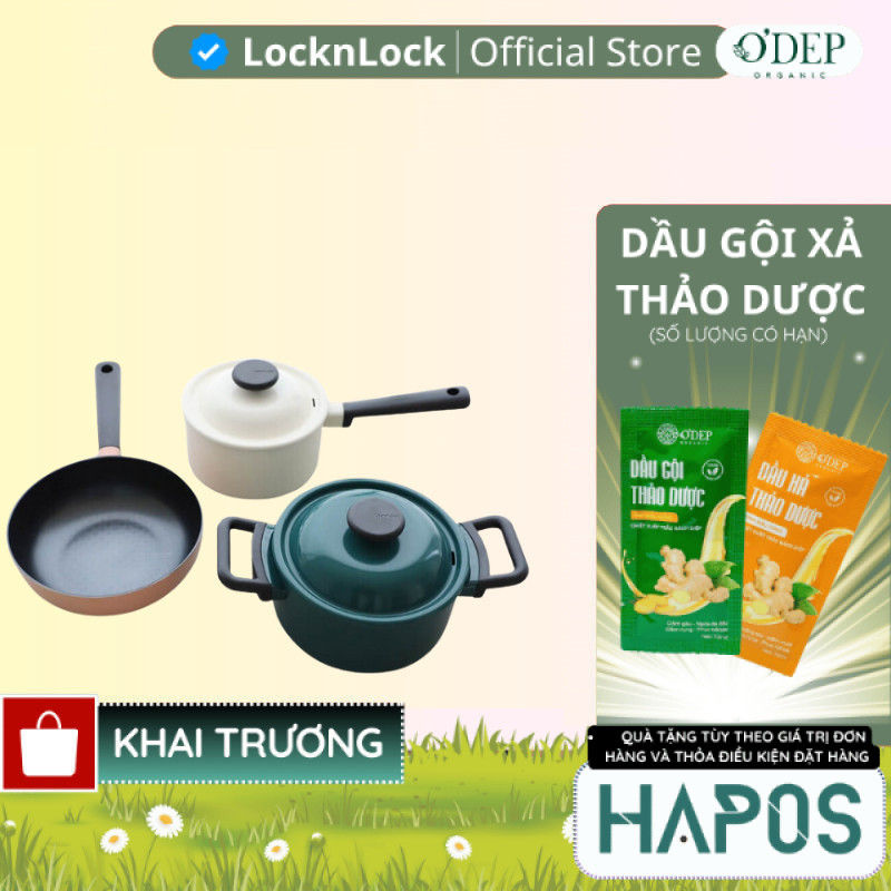 Bộ nồi chảo sâu lòng LocknLock 3 món Decore  LDE1181IHS01 - HAPOS LMK