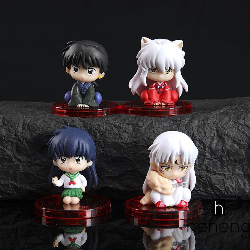Inuyasha Anime PVC Nhân Vật Hành Động - 4 Cái / bộ Bộ Sưu Tập Mô Hình Dễ Thương