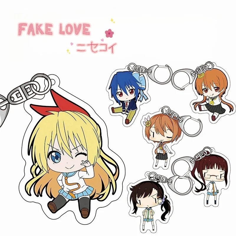 Móc khóa Anime Nisekoi Fake Love mica Acrylic Chibi dễ thương in hình Chitoge Onodera Marika Tsugumi