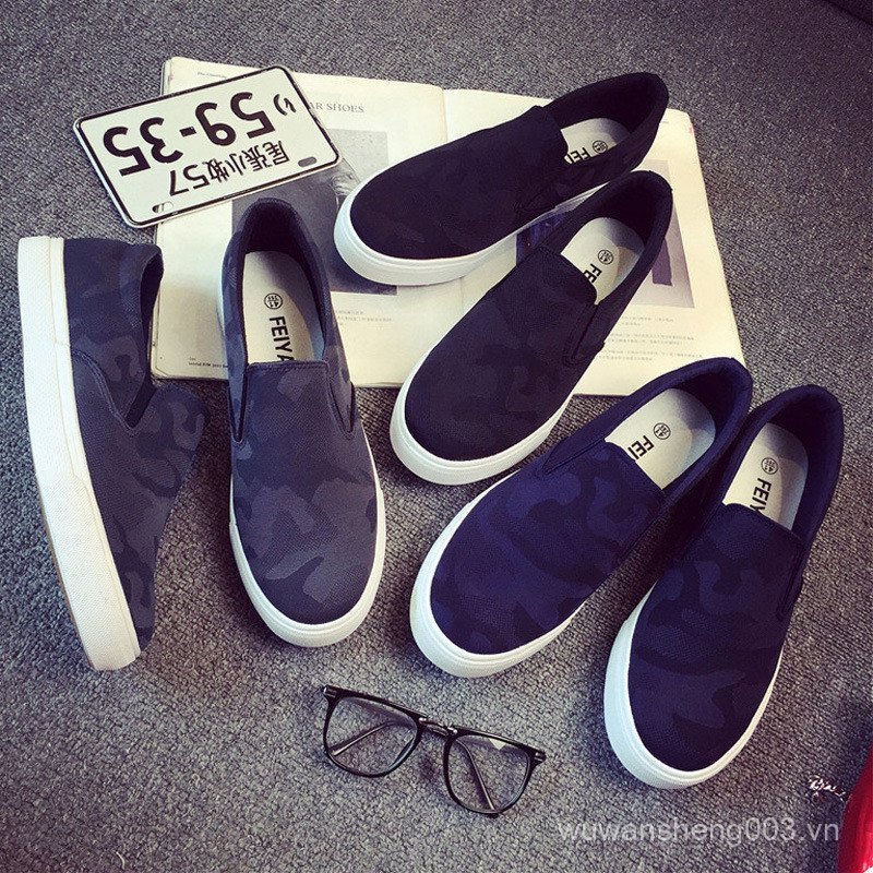 Feiyao Giày Vải Nam Slip-On Bao Chân Nam Lái Xe Phiên Bản Hàn Quốc Giày Hợp Thời Trang Giày Vải NEF3