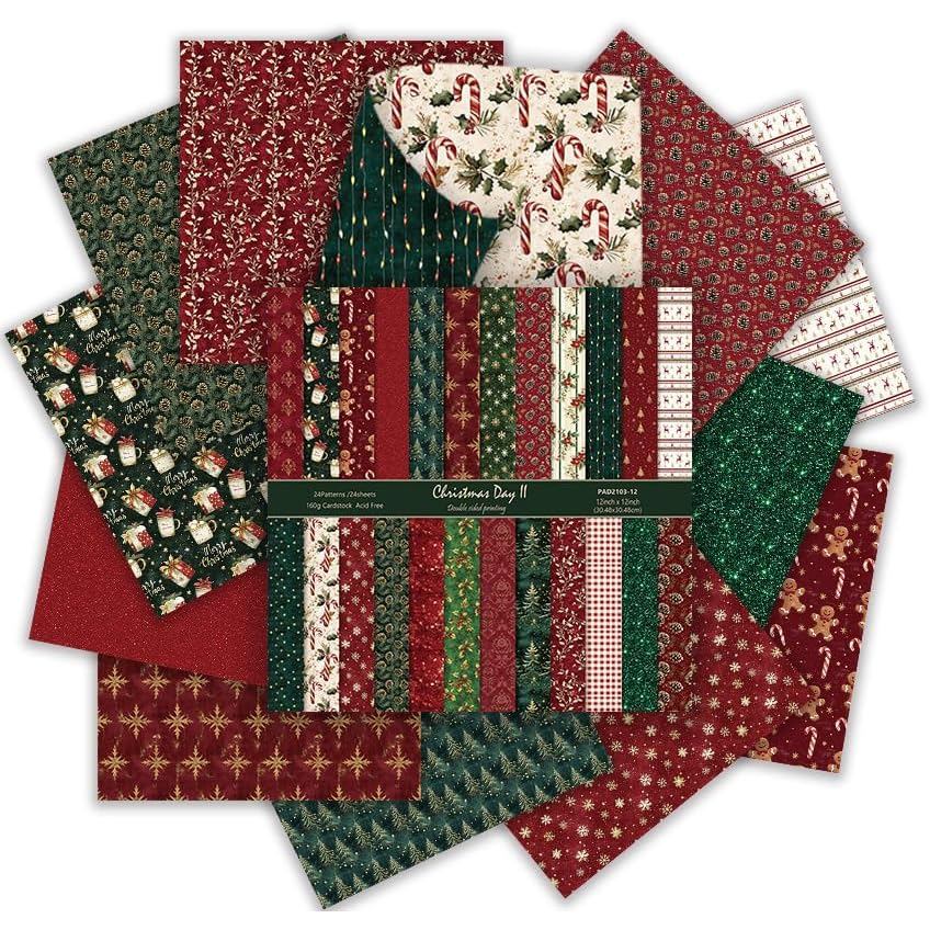Giấy Sổ Lưu Niệm Giáng Sinh, Giấy Dán Họa Tiết Hai Mặt 12x12 Giấy Lưu Niệm Không Axit & Không Lignin