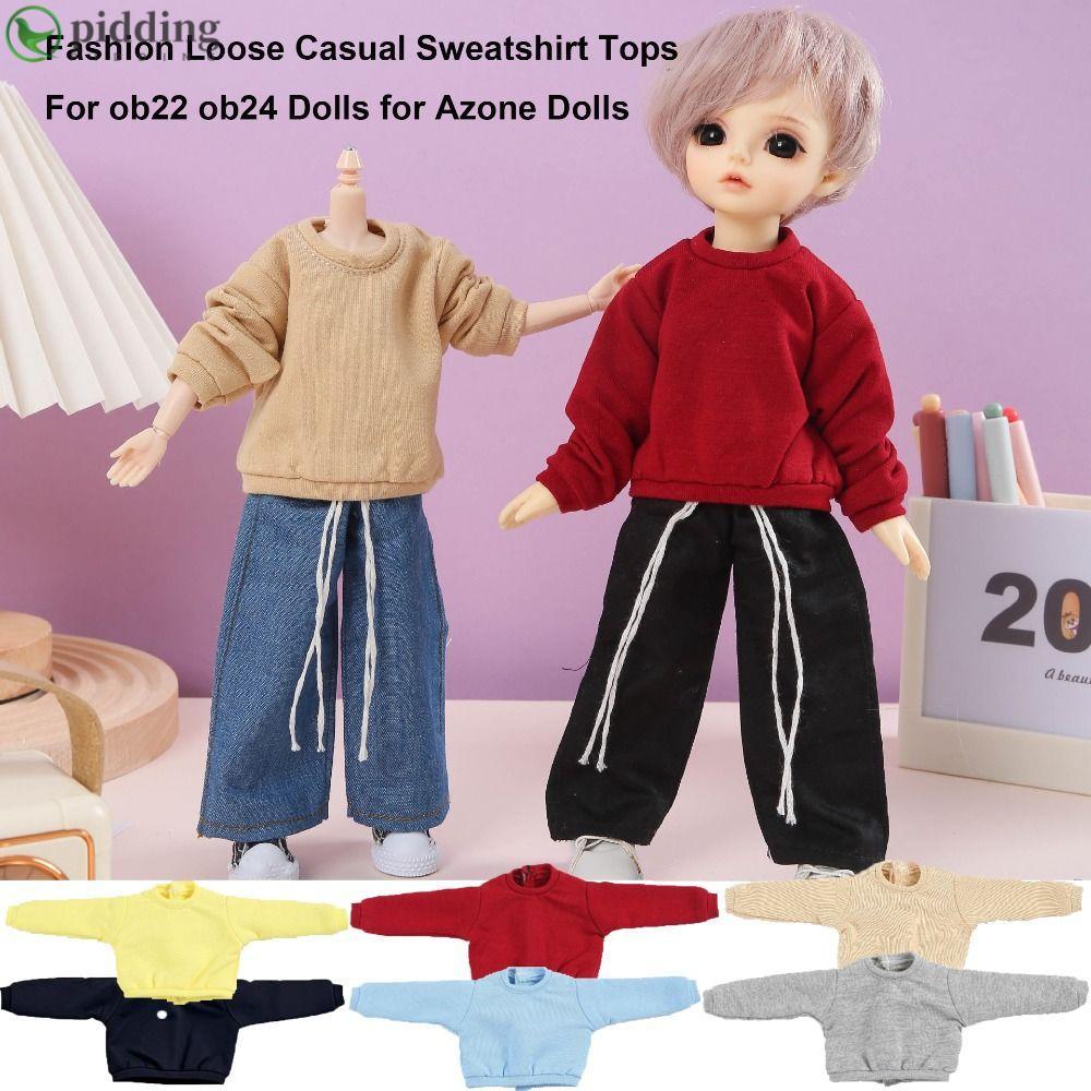 Áo nỉ dáng rộng PIDDING, Đồ chơi quà tặng DIY Áo hoodie dài tay 10 màu, Thời trang DIY Handmake Doll
