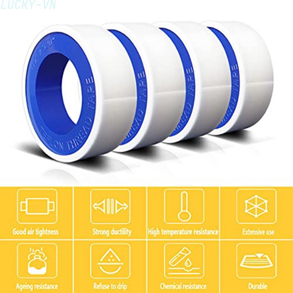 8 Rolls 12 Inch PTFE Tape for Plumbing Leak Proof Sealant Gas Water Applications