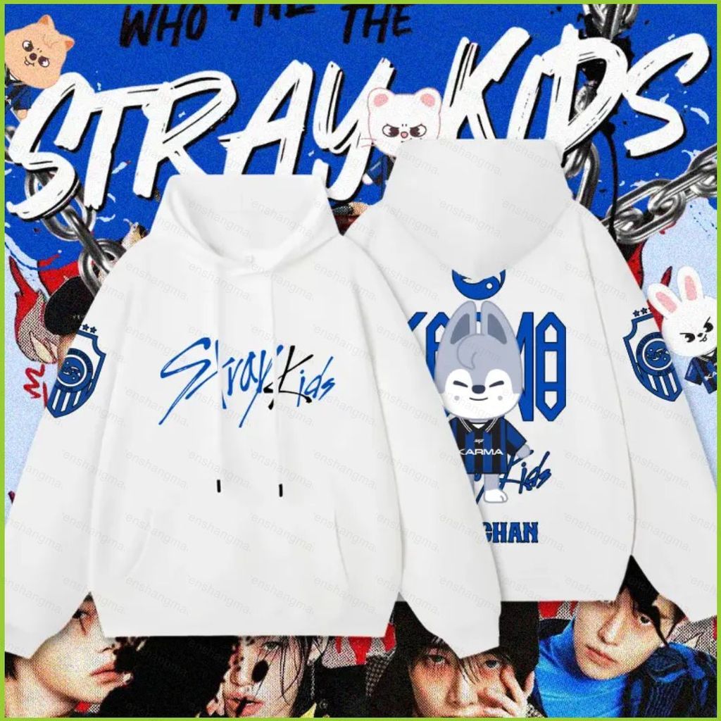 Áo hoodie tay dài unisex Stray Kids Bang Chan thiết kếwolf chan bbokari felix PS2