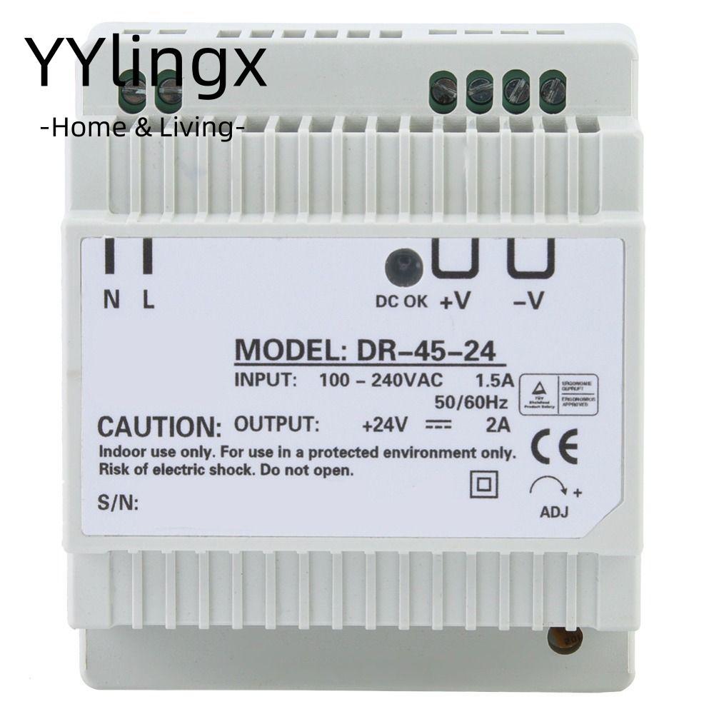Bộ nguồn chuyển mạch YYLINGX AC / DC, Bộ nguồn Din Rail đầu ra đơn 45W 24V 1.5A, Thiết bị công nghiệ