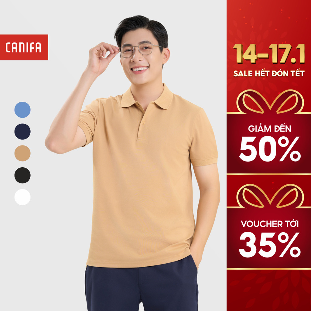 Áo phông có cổ nam trẻ trung CANIFA MEN áo nam polo cộc tay dáng basic đơn giản 8TP25A001