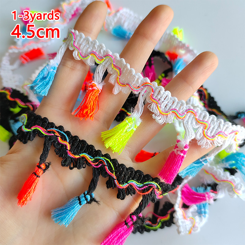 1-3Yards Đen Trắng Nhiều Màu Sắc Viền Ren Viền Phụ Kiện May Tự Làm Ruy Băng Dây Biên Giới Cho Đầm Rè