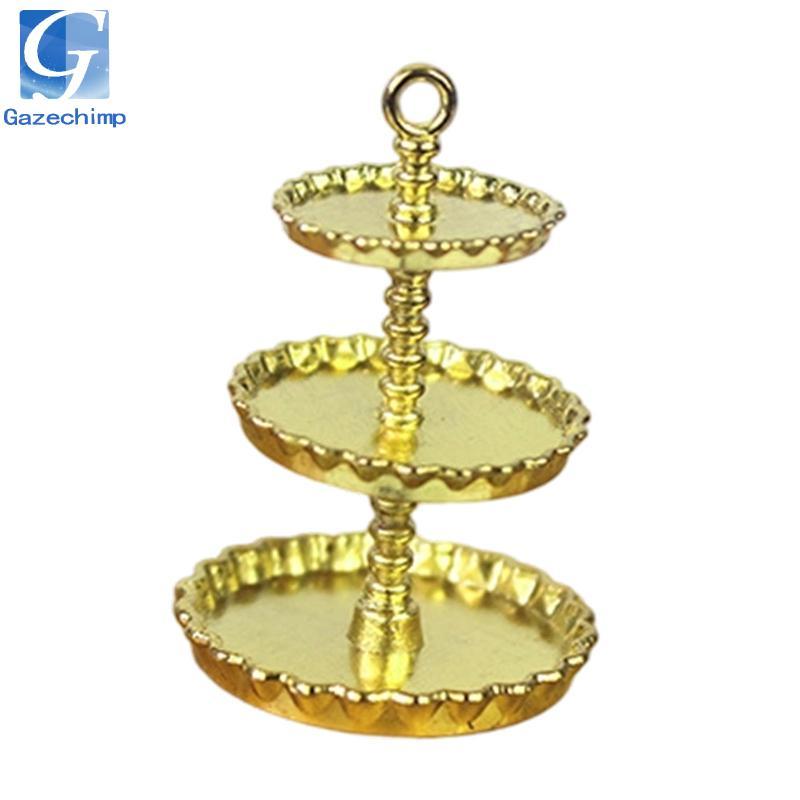 Giá đỡ bánh nhà búp bê 1: 12 2.6cmx3.8cm Micro Scene Prop 3 tầng Giá đỡ bánh Cupcake