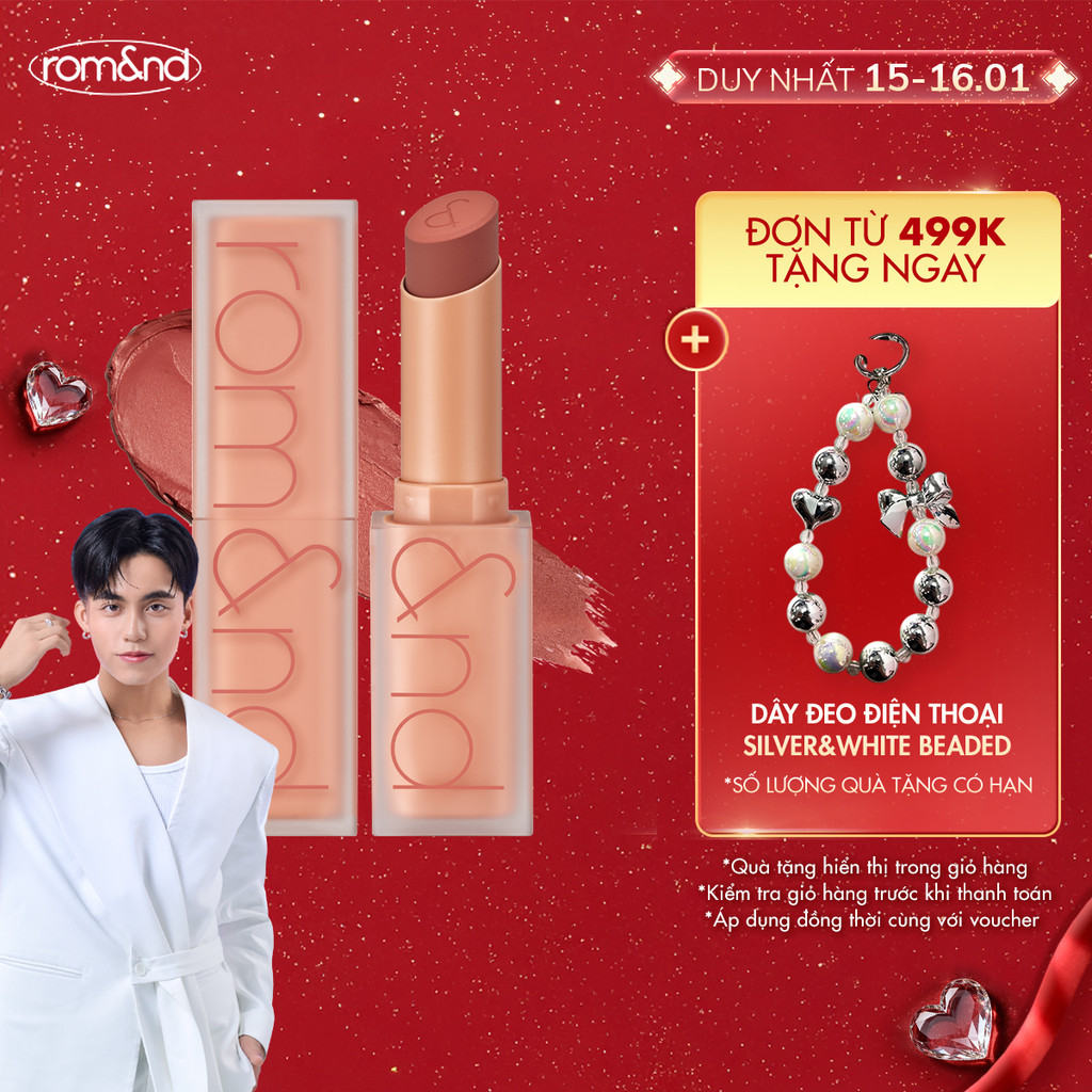 [Rom&nd] [Muteral Nude] Son thỏi lì, lên màu siêu xinh Hàn Quốc Romand Zero Matte Lipstick 3g