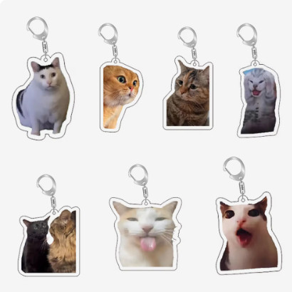 Móc khóa Rambling Goat Huh Cat Meme Cat Screaming With Paws On Its Head móc khoá bằng chất liệu arcr