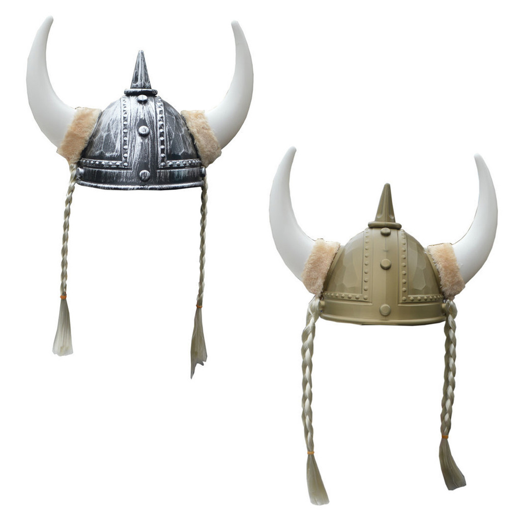 Loyan 1 Viking Mũ Bảo Hiểm Adorn Có Sừng Và Bím Tóc Người Lớn Nhựa Bắc Âu Barbarian Mũ Chiến Binh Tr