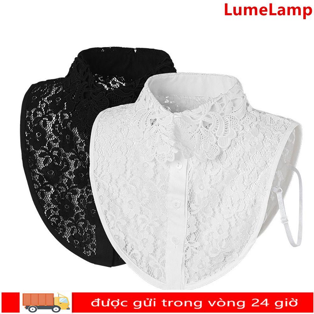 Lumelamp Cổ giả ren tháo rời, màu trắng đen, phù hợp làm phụ kiện cho áo và khăn quàng nữ và bé gái