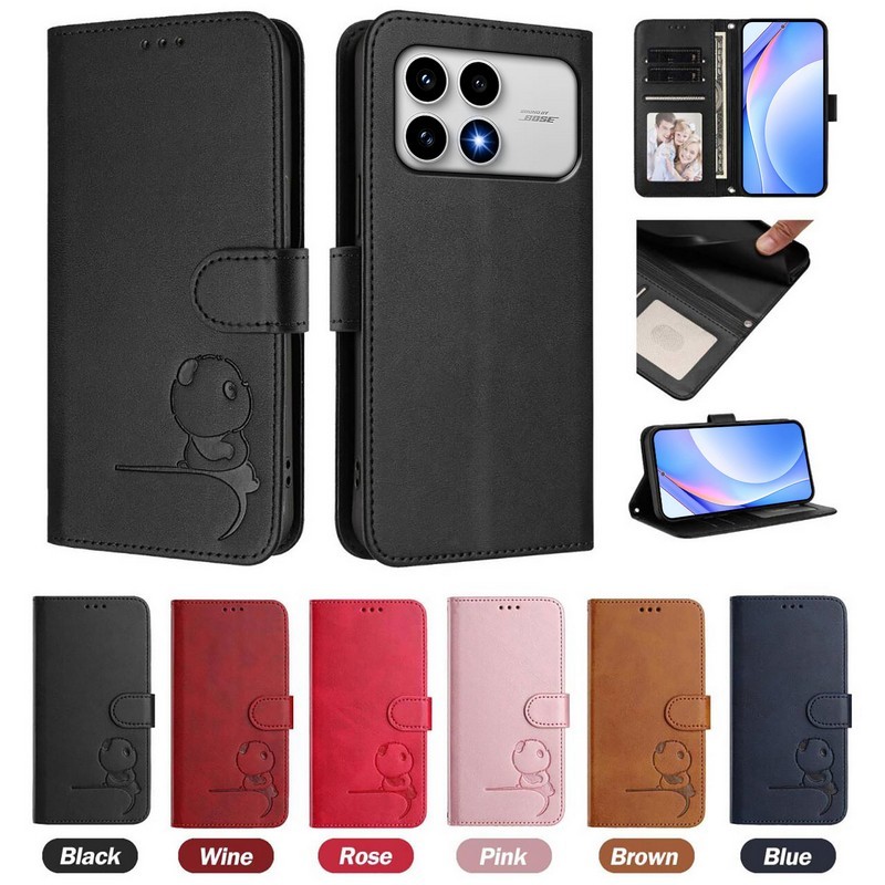 Ốp Da Lật Cho Poco F8 Pro F8 Ultra Poco M8 Pro 5G Ốp Lưng Xiaomi Redmi K90 Pro Max Ví Gấu Trúc Đựng 