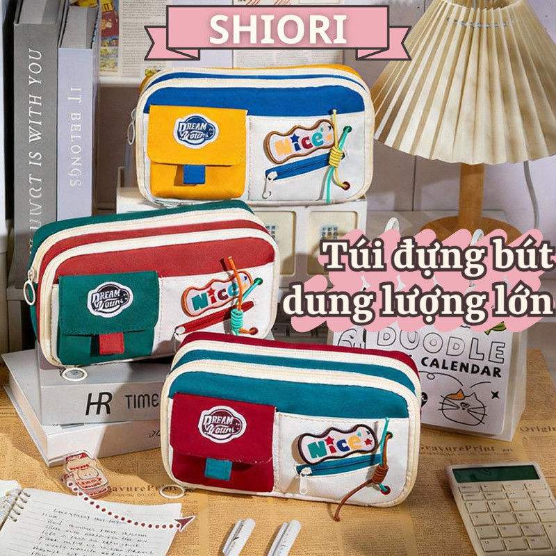 Túi Đựng Bút Hình Táo Đáng Yêu – Đa Ngăn, Kích Thước Lớn, Vải Bền