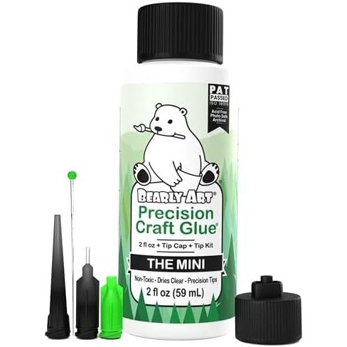 Keo thủ công chính xác Bearly Art - The Mini - 2fl Oz kèm đầu - Lưu trữ không chứa axit - Keo giữ ch