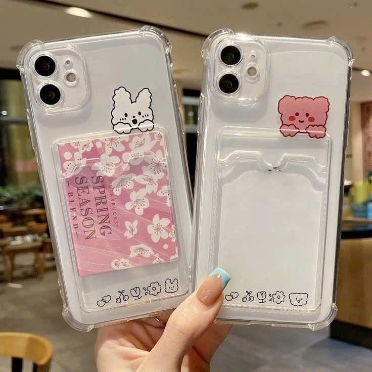 Ốp Lưng iPhone Gấu Thỏ Silicon Dẻo Đựng Thẻ, Chống Sốc, Bảo Vệ Camera - iP 7/8/X/XS/11/12/13/14/15/1