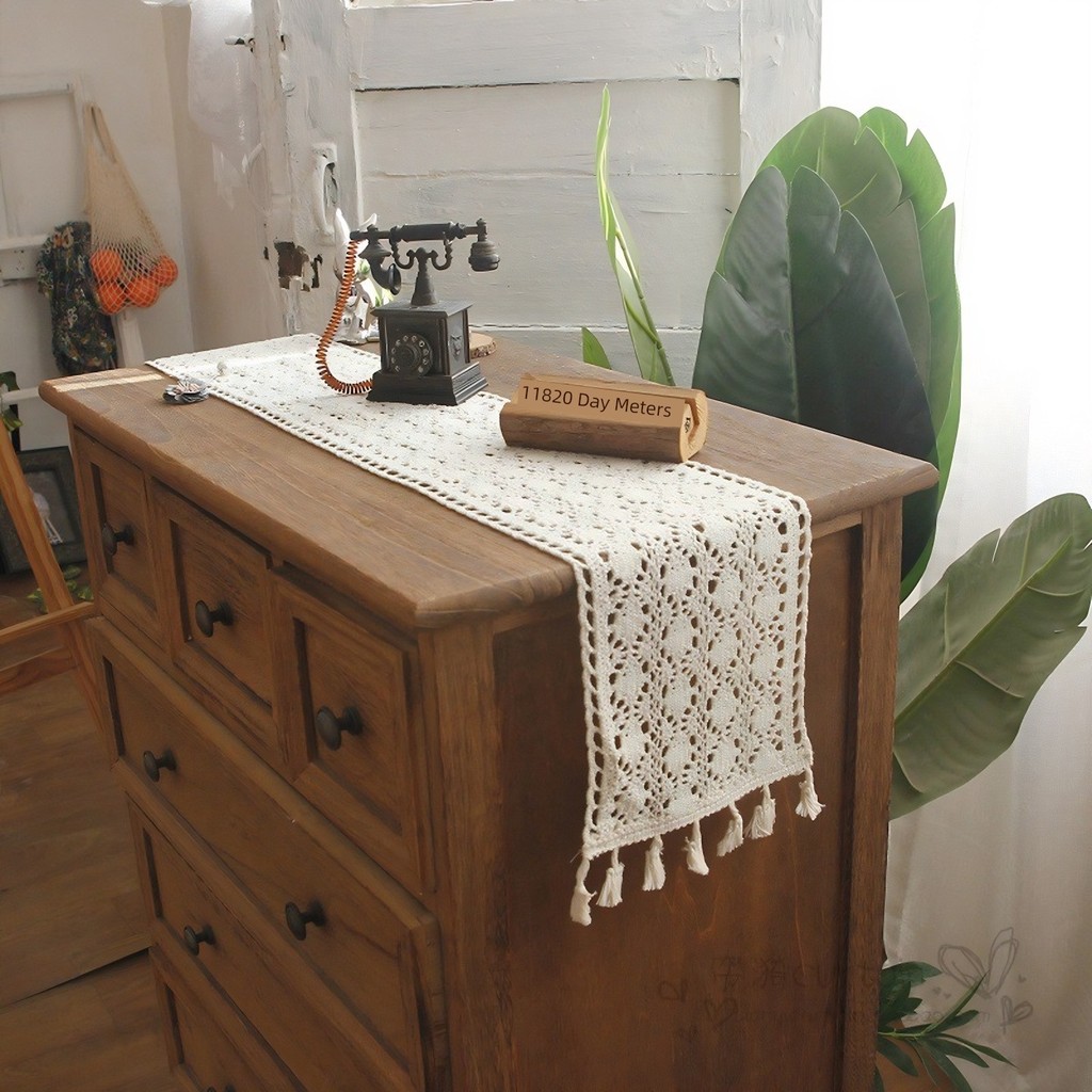 khăn trải bàn học khăn trải bàn decor Văn Học Vải Lanh Cotton Bàn Chạy Vải Rỗng Tủ Tivi Siêu Narrow 