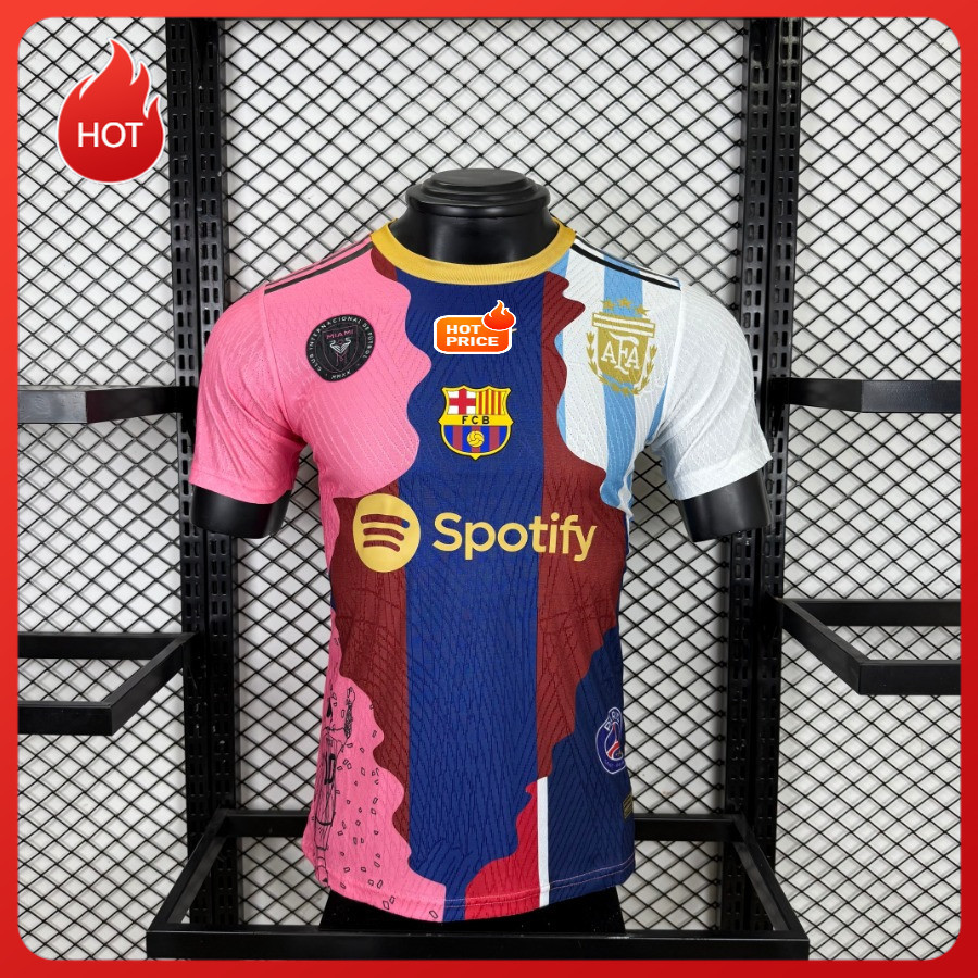 Ao thun bóng đá phiên bản kỷ niệm cầu thủ Messi của Barcelona, size S-3XL, chất lượng hàng đầu