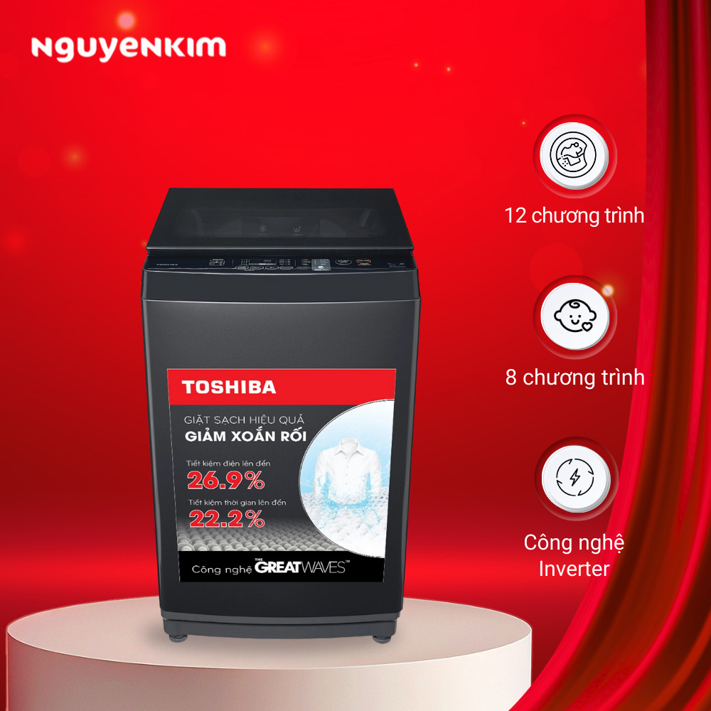 Máy giặt cửa trên Toshiba Inverter 9 Kg AW-DK1000FV(KK)